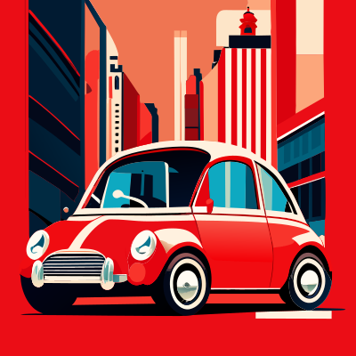 Small car in city clipart