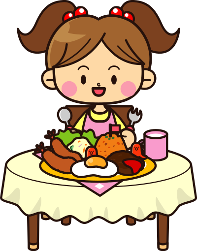 Small child, big lunch clipart