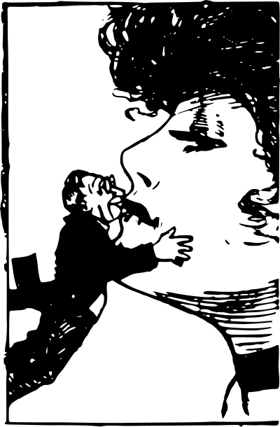Small Man Kisses a Big Woman clipart