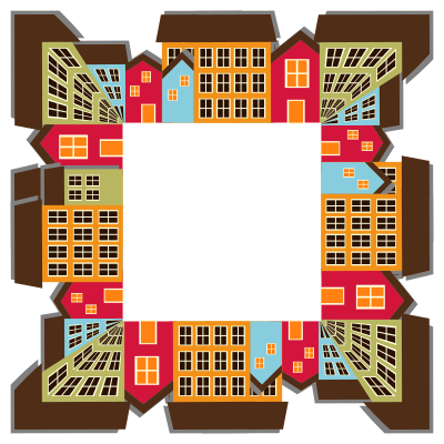Small Town Cityscape Quadrilateral 2 clipart