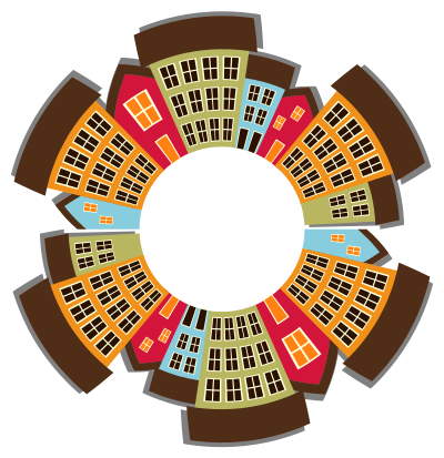 Small Town Cityscape Radial 2 clipart