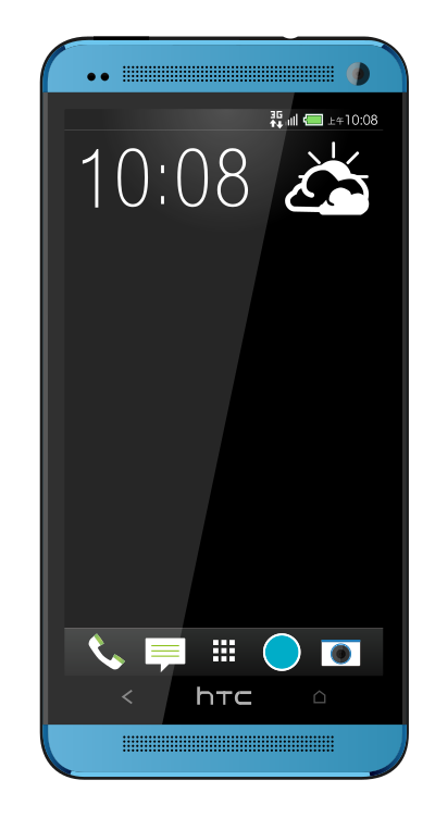 Smartphone New hTC one blue. clipart