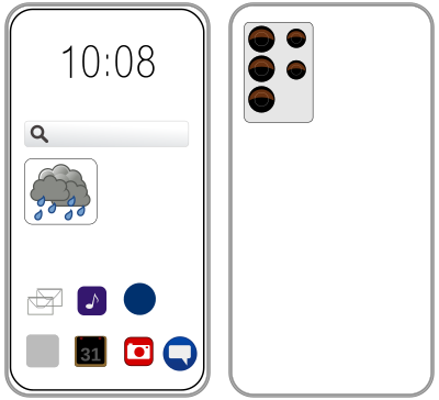 Smartphone with touch display and multiple camera lenses clipart