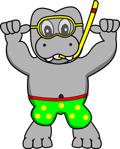 SnorkelingHippo clipart