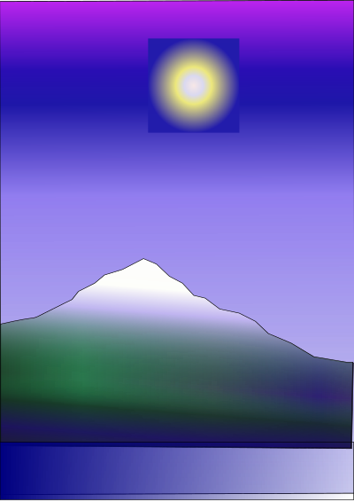 Snow-capped mountain and the sun clipart