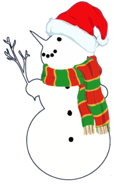 Snow Man With Branch clipart