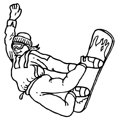 Snowboarder in b-w clipart