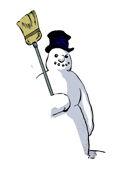 Snowman and Broom Isolated clipart
