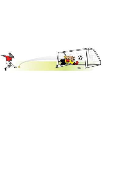 Soccer dog striker kicking at goal clipart