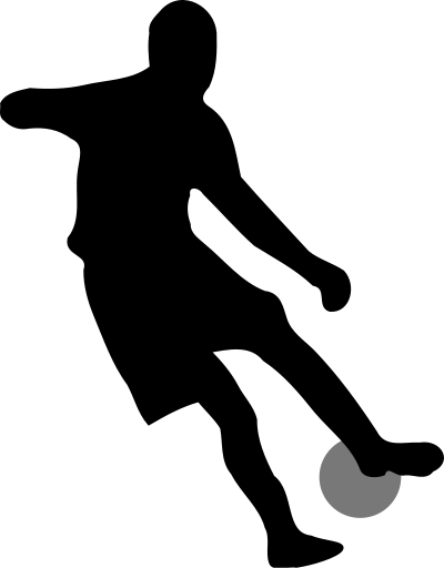 Soccer player dribbling silhouette clipart