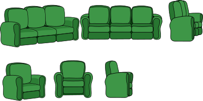 Sofa and Chair (3 views) clipart