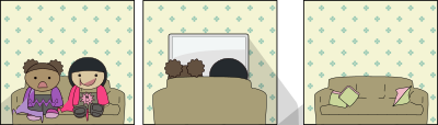 Sofa scenes clipart