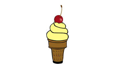 Soft ice cream with cherry clipart