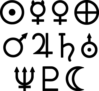 Solar system symbols clipart
