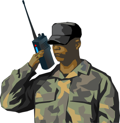 Soldier with walkie talkie radio clipart