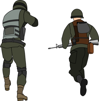 Soldiers charging (rear view) clipart