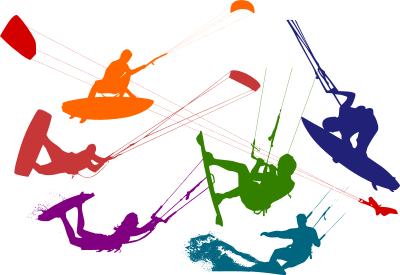 Some Kitesurfers silhouettes clipart