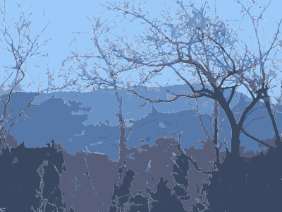 Some trees and some mountains clipart