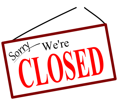 Sorry we're closed door sign clipart