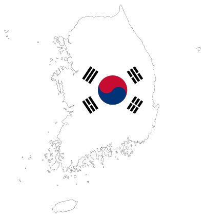 South Korea Map Flag With Stroke clipart