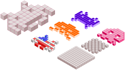 Space Invaders 3D blocks clipart