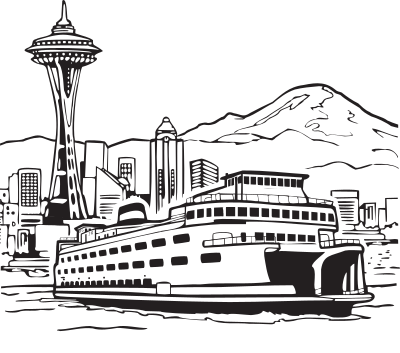 Space Needle and Ferry clipart