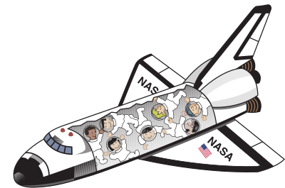 Space Shuttle with Kids Floating Inside - Colour Remix clipart