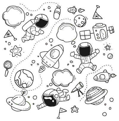 Space Theme Collage, variant for coloring clipart