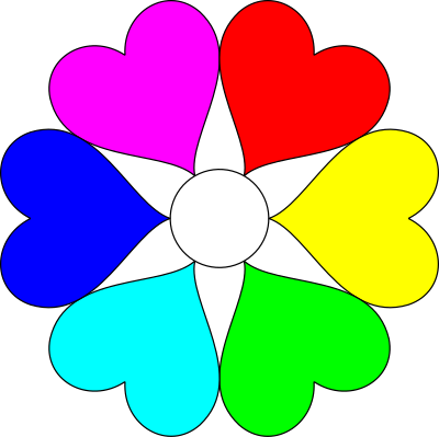 Spectral Color heart flower clipart