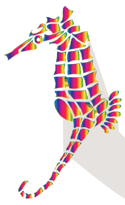 Spectral Stylized Seahorse Silhouette No Background clipart