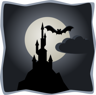 Spooky castle in full moon clipart