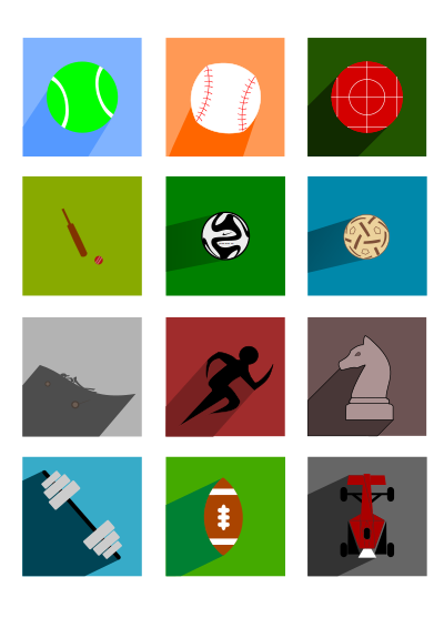 Sports Long Shadow Icons clipart