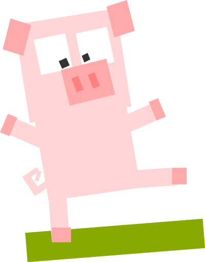 Square animal cartoon pig clipart
