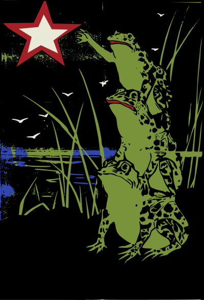 Stacked Frogs with a Star clipart