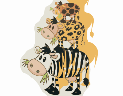 Stacked Jungle Cows clipart