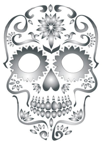Stainless Steel Sugar Skull Silhouette No Background clipart