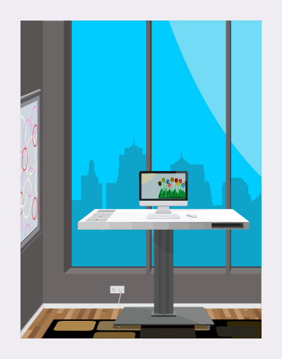 Standing Desk With City View clipart