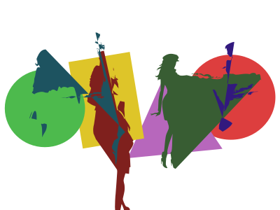Standing Women Silhouettes - Simple Colour Remix clipart