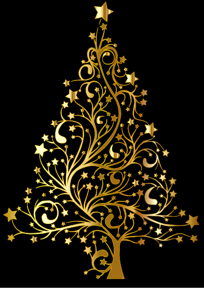 Starry Christmas Tree Gold clipart