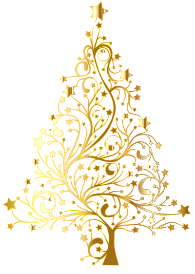 Starry Christmas Tree Gold No Background clipart