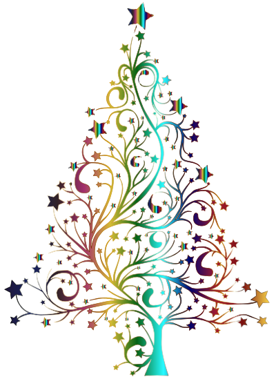 Starry Christmas Tree Prismatic No Background clipart