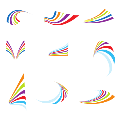 Stripes and swoosh designs for logotypes clipart