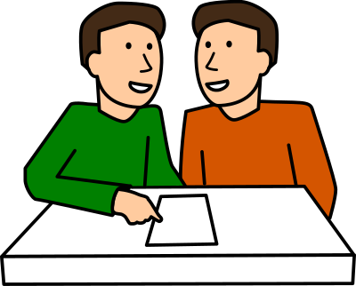 Students partner work - Two males clipart
