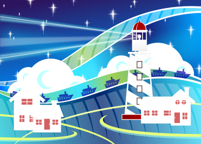 Stylised Lighthouse Scenery clipart