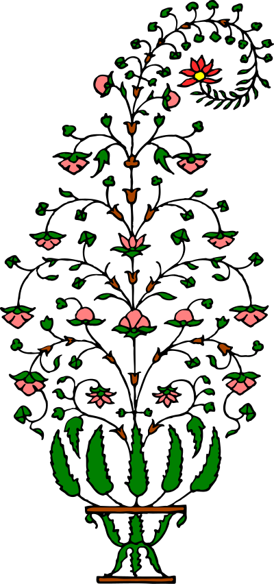 Stylised pot plant (colour) clipart