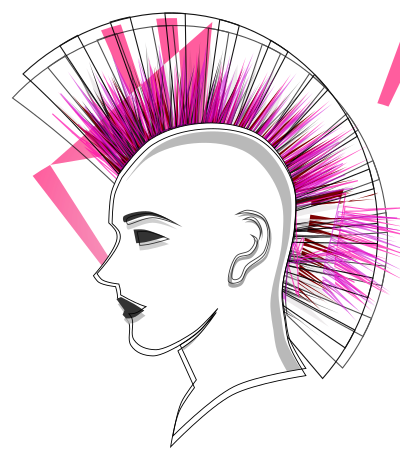 Stylised Punk Pink Mohawk clipart