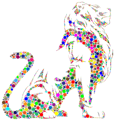 Stylistic Lion Silhouette Circles Prismatic clipart