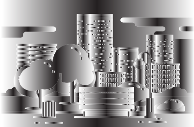 Stylized City Park Surreal clipart