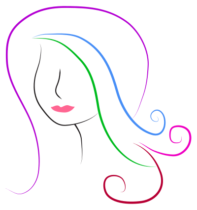 Stylized Female Head Line Art clipart