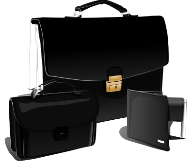 Suitcase, purse and handy clipart